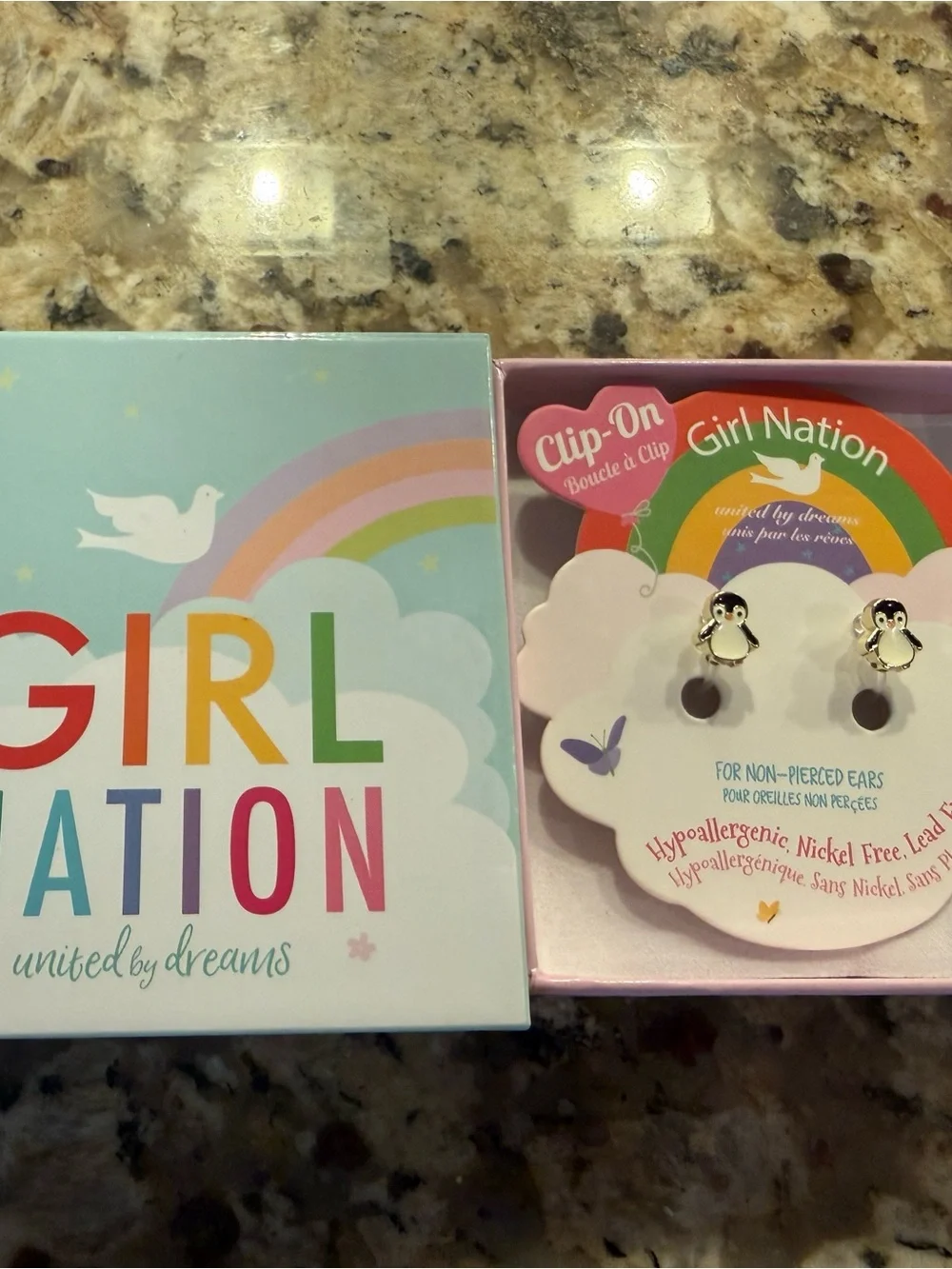 Silver Penguin Clip-On Earrings for Kids